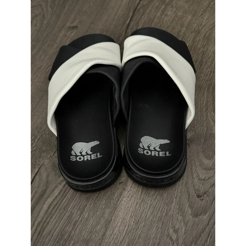 Sorel Cameron Flatform Black/White Slip on‎ Sz 7
